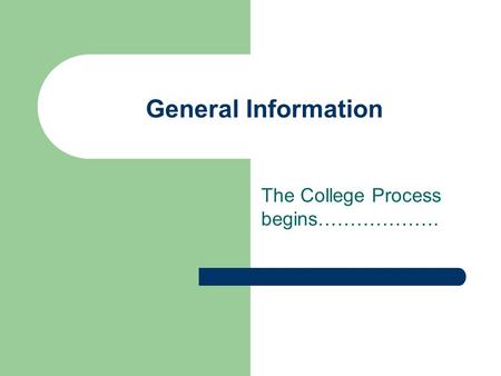General Information The College Process begins……………….