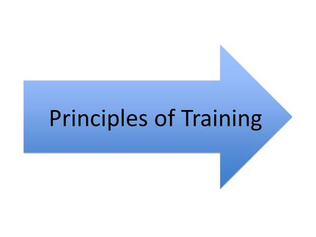 Principles of Training. Principles of training Knowing the principles will help us improve and reach our goals The principles can be explained by remembering.