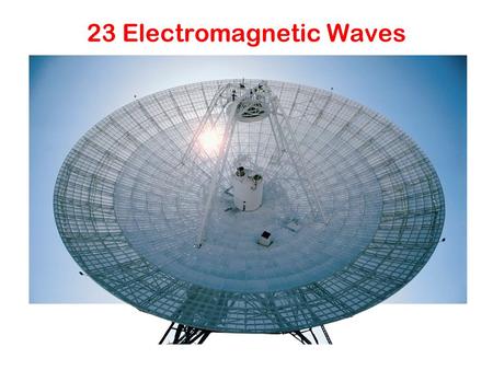 23 Electromagnetic Waves. Principle Faraday’s law: time-varying B-field creates E-field (emf) Maxwell: time-varying E-field generates B-field (emf) EM.