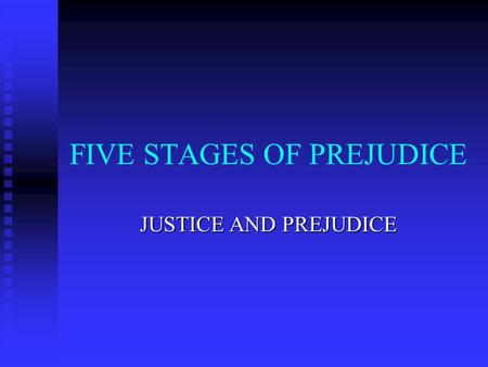 FIVE STAGES OF PREJUDICE JUSTICE AND PREJUDICE. ANTILOCUTION LITERALLY “SPEAKING AGAINST”: LITERALLY “SPEAKING AGAINST”: EXPRESSING NEGATIVE FEELINGS.