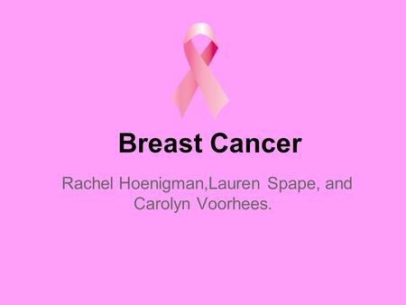 Breast Cancer Rachel Hoenigman,Lauren Spape, and Carolyn Voorhees.