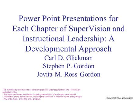 Chapter 12 Developmental Supervision: Theory and Practice