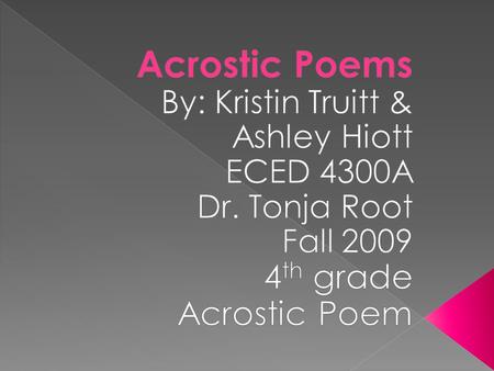 Acrostic Poems 4th grade Acrostic Poem