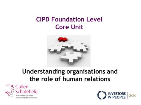CIPD Foundation Level Core Unit Understanding organisations and the role of human relations.