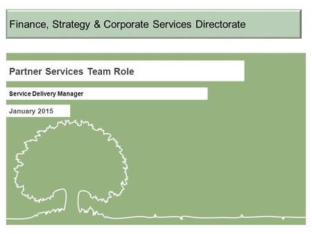Partner Services Team Role January 2015 Service Delivery Manager Finance, Strategy & Corporate Services Directorate.
