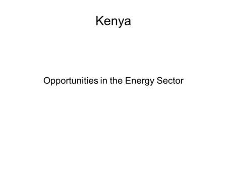 Opportunities in the Energy Sector