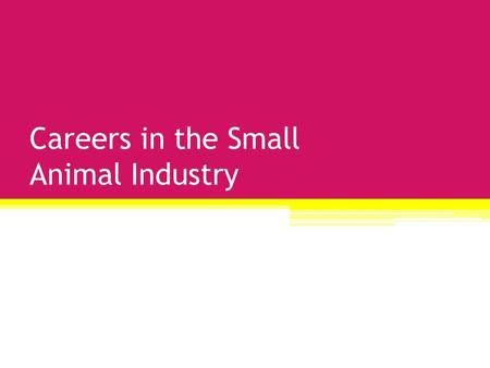 Careers in the Small Animal Industry. Trainer/ Behaviorist.
