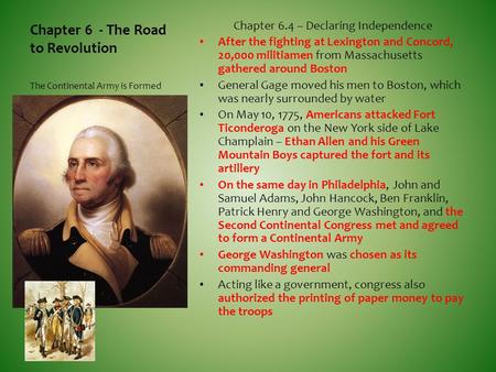 Chapter 6 - The Road to Revolution