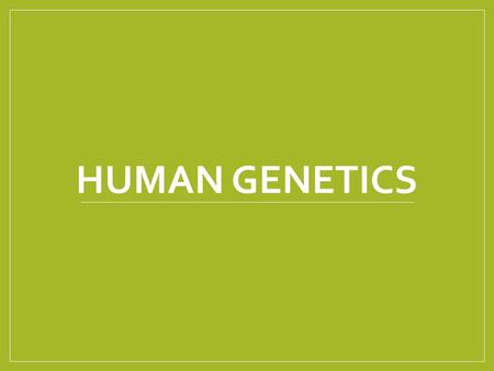 HUMAN GENETICS. Objectives 2. Discuss the relationships among chromosomes, genes, and DNA. 2.8 Examine incomplete dominance, alleles, sex determination,
