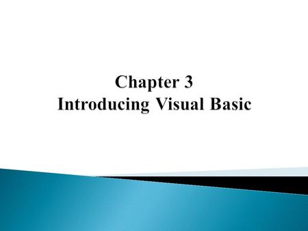 Chapter 3 Introducing Visual Basic