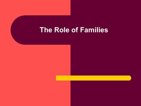 The Role of Families. Why Study Families Terms to Know: adoptive families, blended families, extended families, foster families, nuclear families, nurture,