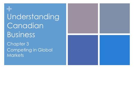 + Understanding Canadian Business Chapter 3 Competing in Global Markets.