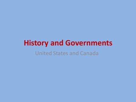 History and Governments