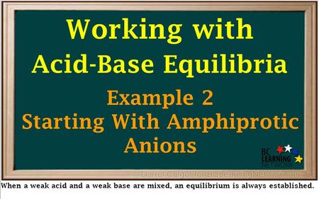 Working with Acid-Base Equilibria When a weak acid and a weak base are mixed, an equilibrium is always established. Example 2 Starting With Amphiprotic.