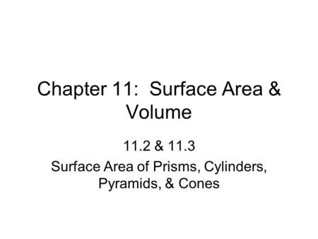 Chapter 11: Surface Area & Volume
