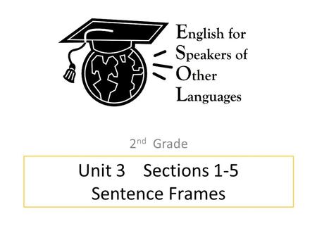 Unit 3 Sections 1-5 Sentence Frames 2 nd Grade. Unit 3 Section 1 Sentence Frames 2 nd Grade.