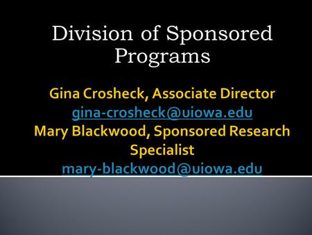 Division of Sponsored Programs. Division of Sponsored Programs (DSP) assists faculty, staff and graduate students in identifying and acquiring external.