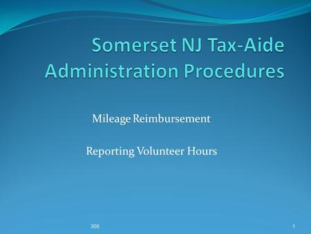 Somerset NJ Tax-Aide Administration Procedures