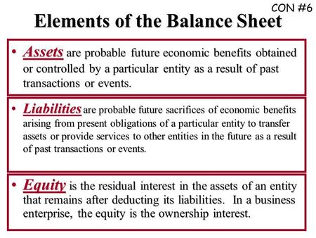 Elements of the Balance Sheet