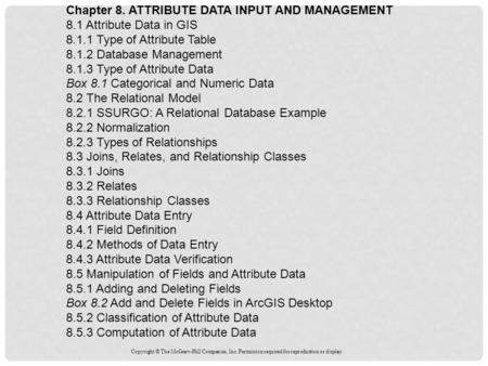 Chapter 8. ATTRIBUTE DATA INPUT AND MANAGEMENT