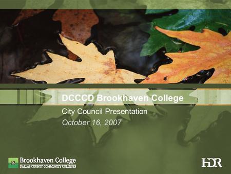 DCCCD Brookhaven College City Council Presentation October 16, 2007.
