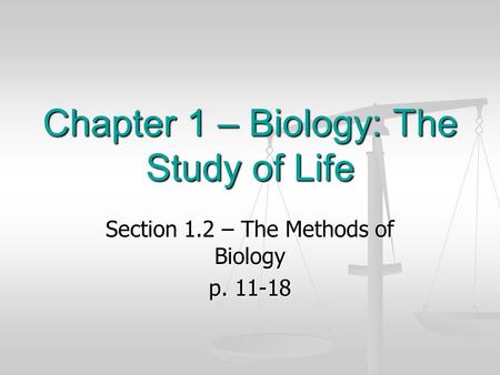 Chapter 1 – Biology: The Study of Life