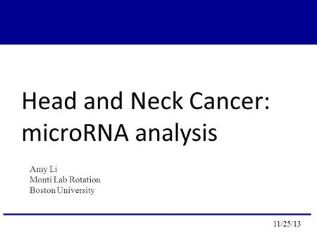 Head and Neck Cancer: microRNA analysis