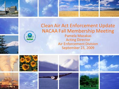 1 Clean Air Act Enforcement Update NACAA Fall Membership Meeting Pamela Mazakas Acting Director Air Enforcement Division September 23, 2009.