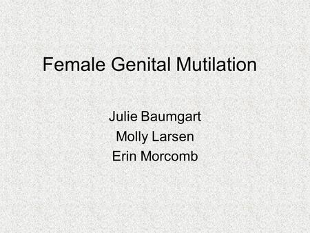 Female Genital Mutilation Julie Baumgart Molly Larsen Erin Morcomb.