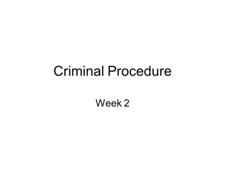 Criminal Procedure Week 2. U.S. CONSTITUTION PURPOSE WHICH GOVERNMENT IT REGULATES Bill of Rights.