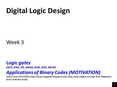 Digital Logic Design Week 3