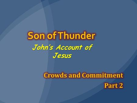 John’s Account of Jesus. Review Jesus feeds 20,000 or so people with 5 loaves and 2 fish The people follow Jesus to Capernaum and demand more bread.