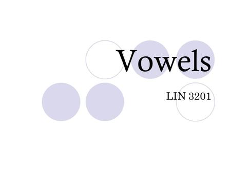 Vowels LIN 3201. Vowels vs. Consonants Vowels Pulmonic Egressive Airstream Usually voiced, but can be voiceless Maintainable articulations More open than.