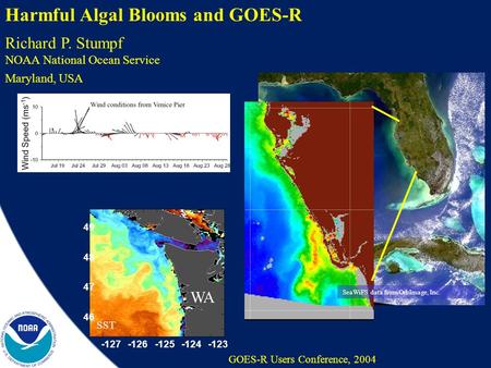 GOES-R, May 2004 Coastal Ocean Science Harmful Algal Blooms and GOES-R GOES-R Users Conference, 2004 SeaWiFS data from OrbImage, Inc. Richard P. Stumpf.