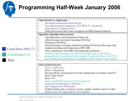 National Alliance for Medical Image Computing  Programming Half-Week January 2006 Clinical/End-User Applications Rule Based Segmentation.