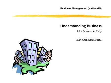 Understanding Business 1.1 - Business Activity LEARNING OUTCOMES Business Management (National 5)