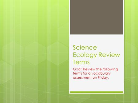 Science Ecology Review Terms