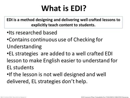 What is EDI? Its researched based