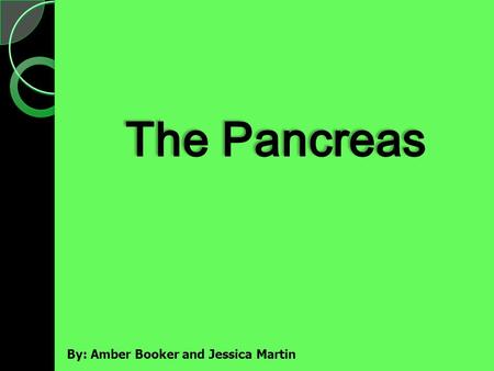 By: Amber Booker and Jessica Martin. -The pancreas is at the back of the abdomen, lying beneath the stomach - It is connected to the small intestine at.