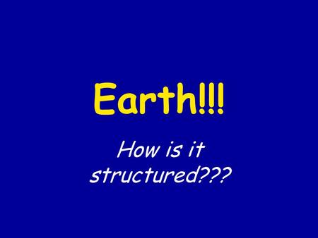 Earth!!! How is it structured???. Draw what you believe the structure of the Earth is. Be sure to label all of your layers!!!