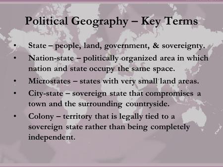 Political Geography – Key Terms