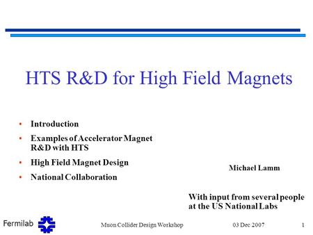HTS R&D for High Field Magnets