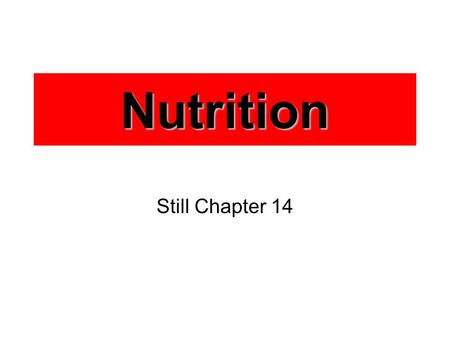 Nutrition Still Chapter 14. Calorie Energy contained in food and drinks Amount of energy needed to raise the temperature of 1 gram of water by 1C Recommended.