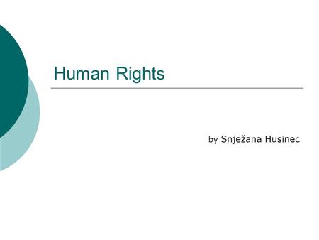 Human Rights by Snježana Husinec. What can we do with RIGHTS? Sort the verbs according to their POSITIVE or NEGATIVE meaning? to protect; to observe;