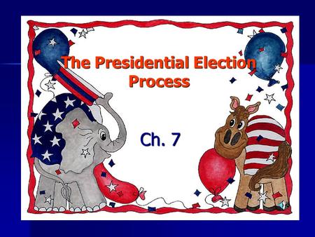 The Presidential Election Process Ch. 7. Why do people run for political office? “To run for president, a person needs a ‘fire in the belly.’ For four.