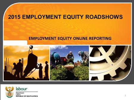 2015 EMPLOYMENT EQUITY ROADSHOWS EMPLOYMENT EQUITY ONLINE REPORTING 1.