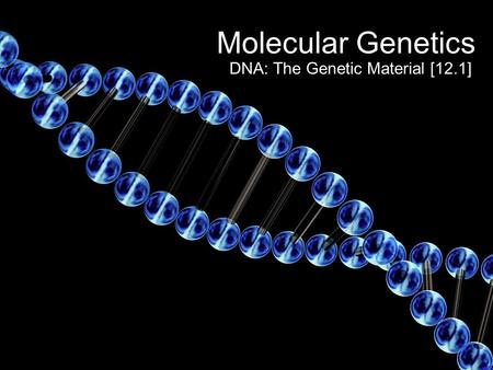 Molecular Genetics DNA: The Genetic Material [12.1]