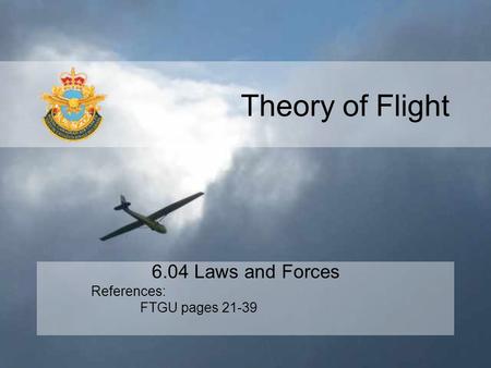 Theory of Flight 6.04 Laws and Forces References: FTGU pages 21-39.