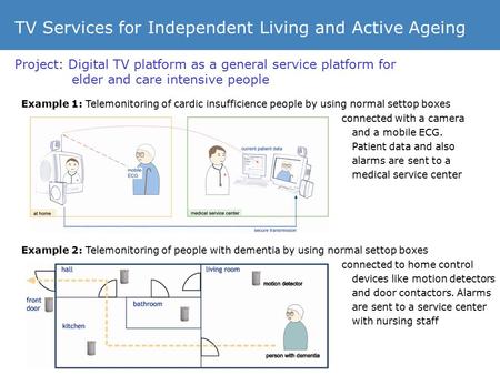 Project: Digital TV platform as a general service platform for elder and care intensive people TV Services for Independent Living and Active Ageing Example.