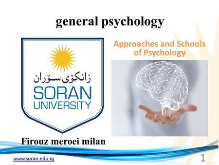Www.soran.edu.iq general psychology Firouz meroei milan Approaches and Schools of Psychology 1.